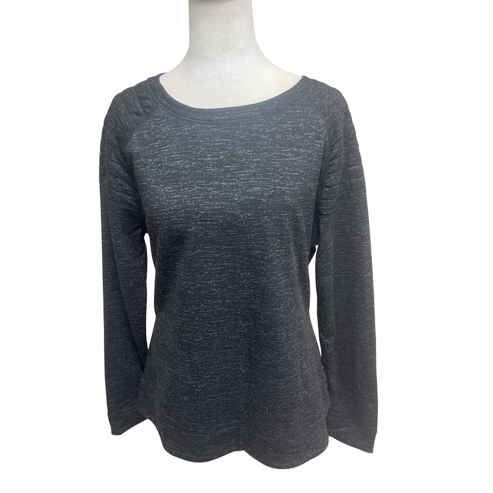 32 Degrees Heat Top Womens Sz M Gray Space Dye Fleece Lined Thermal Long Sleeve